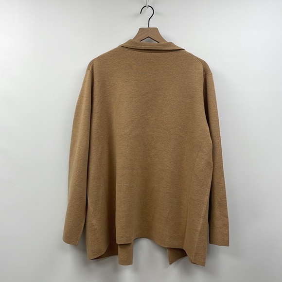 J. Crew Eloise Open Front Sweater Knit Blazer Jacket Minimalist Preppy Tan XL - Picture 6 of 10